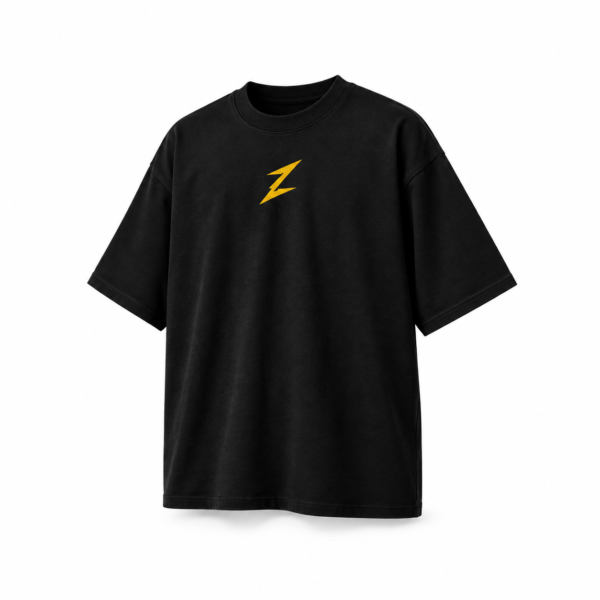 black oversized tee with lightning logo (1)