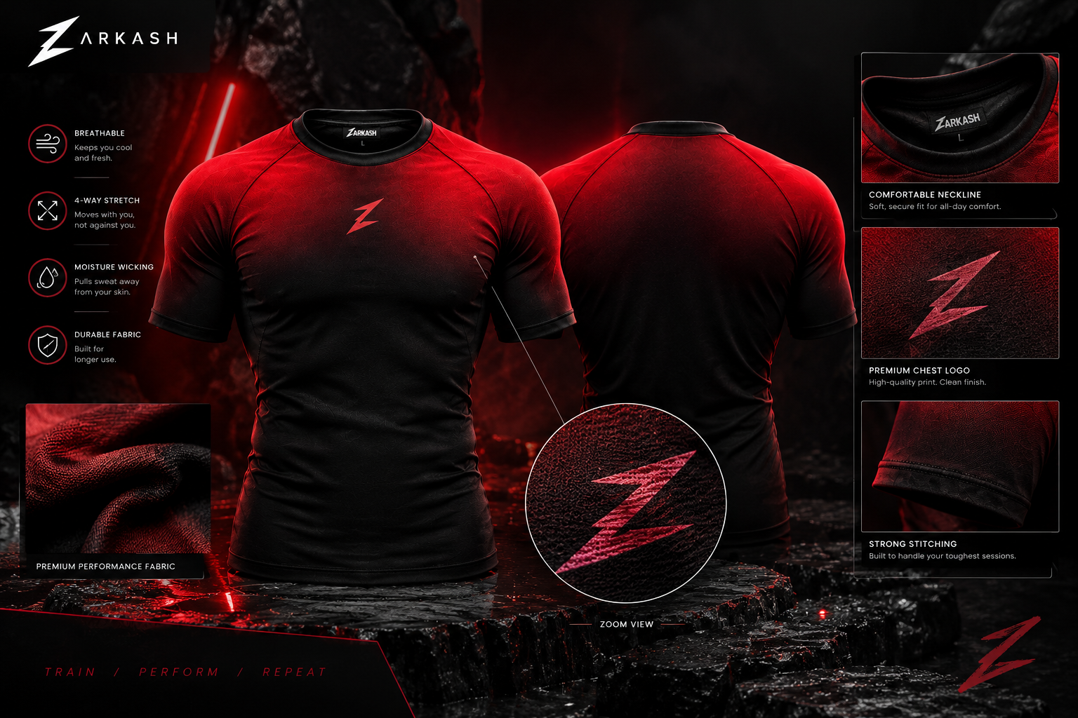 Home zarkash performance compression tee